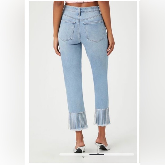 Rhinestone Fringe Ankle Jeans NWT - Picture 2 of 5